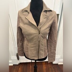 Lucky Brand Los Angeles Lamb Leather And Cotton Asymmetrical Moto Jacket Sz Xs
